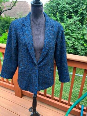 Retro Blue Boucle' Jacket by Christopher Size 7/8